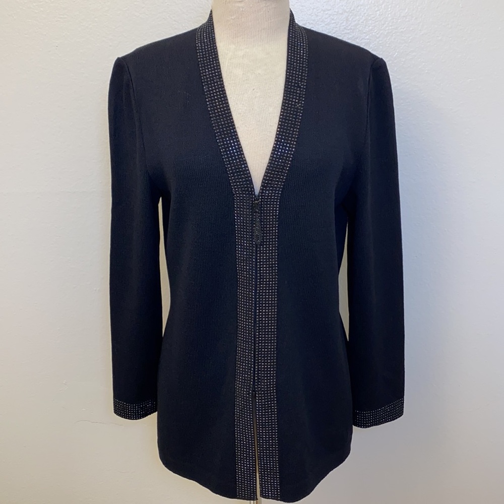 St John  Black Knit Cardigan Sweater 6